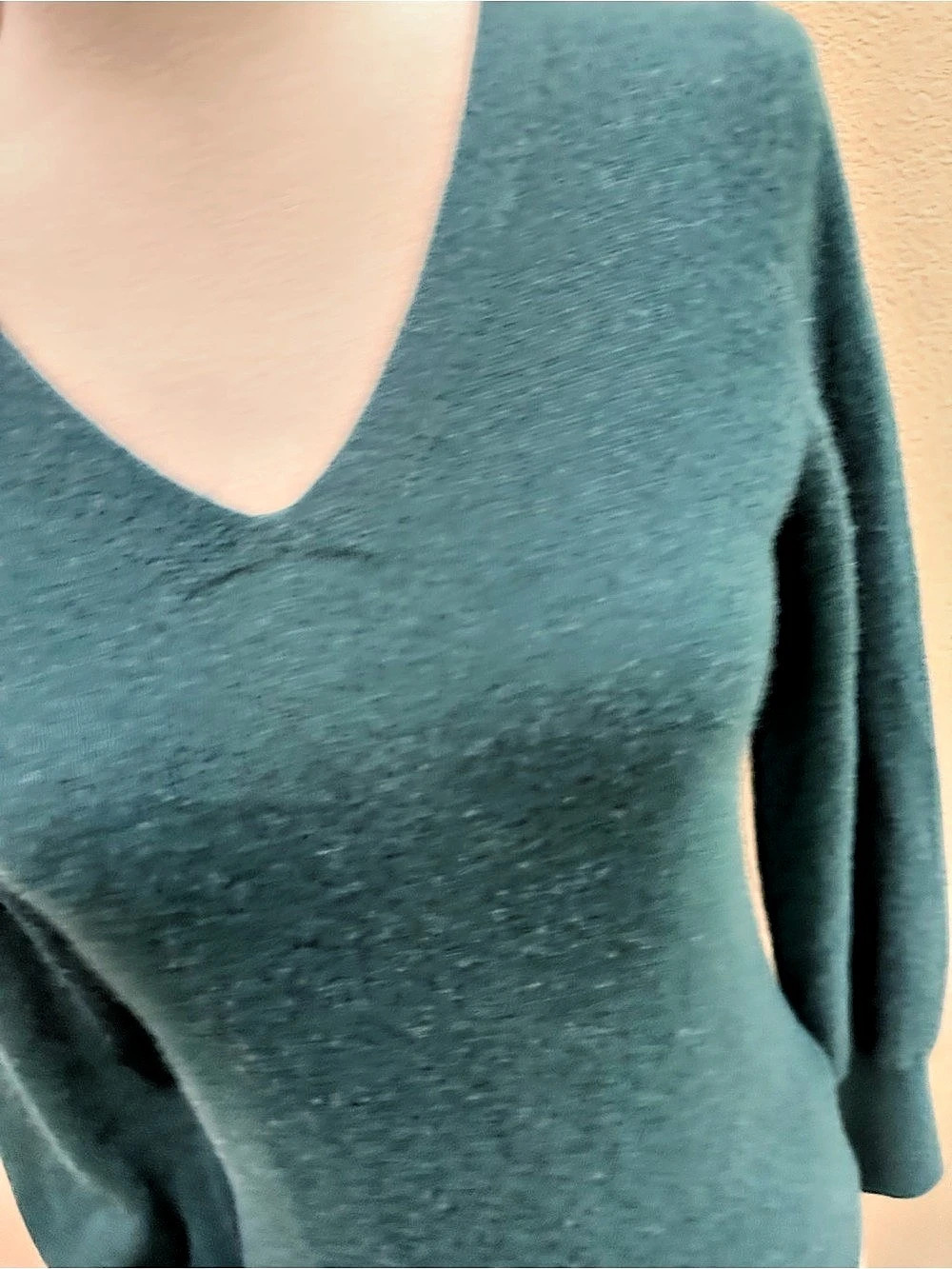 Talbots Pure Cashmere V-Neck Sweater Blue Green Petite Small - Picture 9 of 13